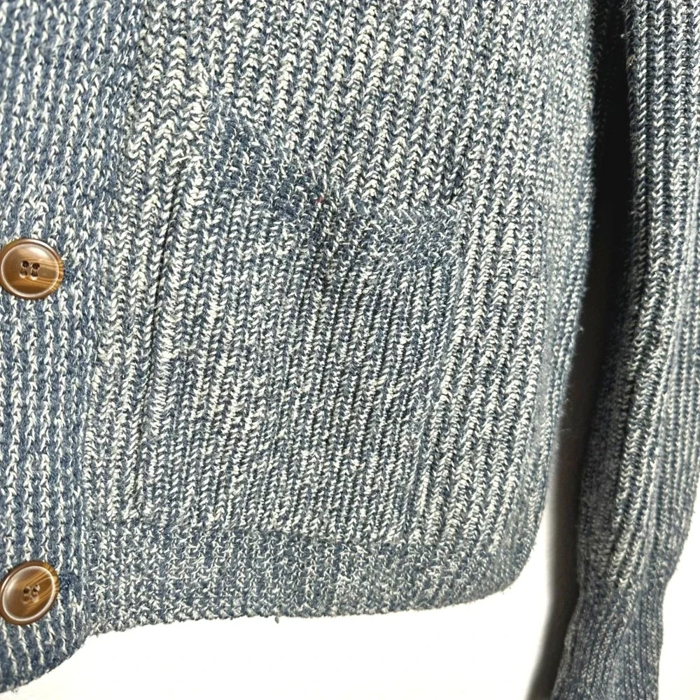 Grayers Belmont Mens Shawl Collar Cardigan Blue Charcoal Knit Sweater L